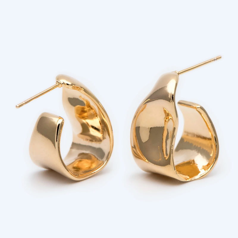 10pcs Chunky Hoop Earring, Hammered Thick Hoops, Large Round Earrings