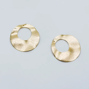 10pcs Circle Disc Pendants 33mm, Plated Brass Round Disk Loop Charms