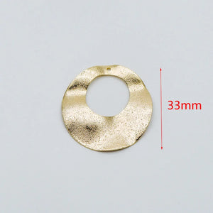 10pcs Circle Disc Pendants 33mm, Plated Brass Round Disk Loop Charms