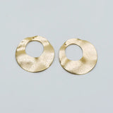 10pcs Circle Disc Pendants 33mm, Plated Brass Round Disk Loop Charms
