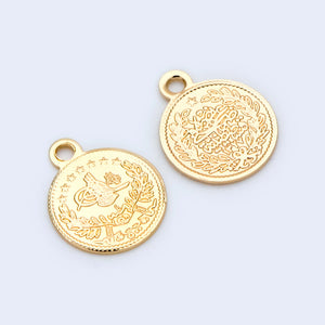 10pcs Coin Charms, Round Coin Disk Pendants, DIY Jewelry Making Supplies