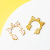 10pcs Cat Earphone Charms Music Pendant for DIY Jewelry Making