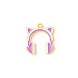 10pcs Cat Earphone Charms Music Pendant for DIY Jewelry Making