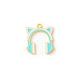 10pcs Cat Earphone Charms Music Pendant for DIY Jewelry Making
