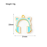 10pcs Cat Earphone Charms Music Pendant for DIY Jewelry Making