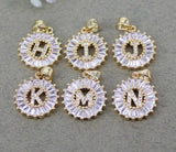 10pcs Metal Copper Cubic Zirconia Alphabet A-Z Letters Pendant Beads