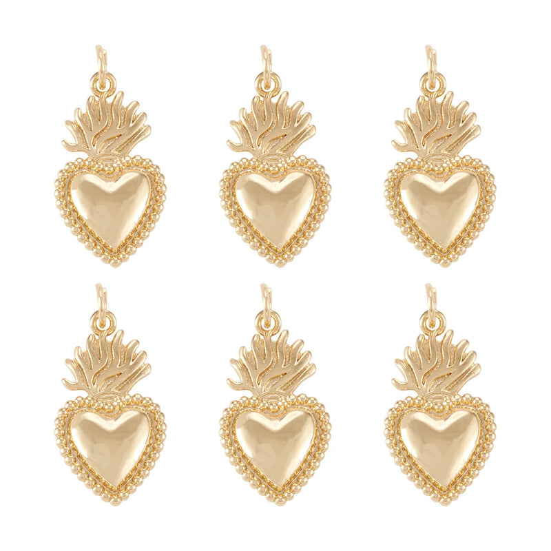 10pcs Sacred Heart Amulet Charms Pendants Jewelry Making Accessories