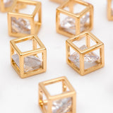 Cube Beads with Cubic Zirconia for Jewelry Making, DIY Material Supplies