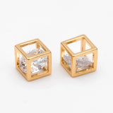 Cube Beads with Cubic Zirconia for Jewelry Making, DIY Material Supplies