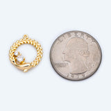 10pcs Dolphin Garland Charm, 19x16mm, CZ paved round circle pendant
