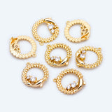 10pcs Dolphin Garland Charm, 19x16mm, CZ paved round circle pendant