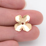 10pcs Flower Charms, Brass Bead Caps, Floral Disc Spacer Beads