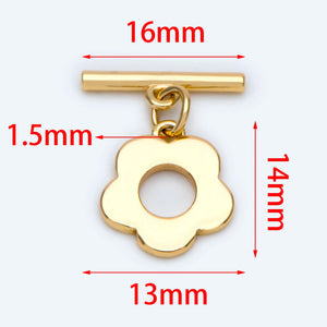 10pcs Flower Toggle Clasp, 18K Plated Jewelry Clasp