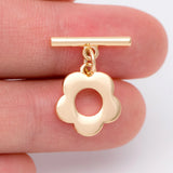 10pcs Flower Toggle Clasp, 18K Plated Jewelry Clasp