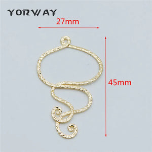 10pcs Hammered Wire Pendants 45x27mm, 18K Plated Brass Charms
