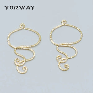 10pcs Hammered Wire Pendants 45x27mm, 18K Plated Brass Charms