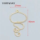 10pcs Hammered Wire Pendants 45x27mm, 18K Plated Brass Charms