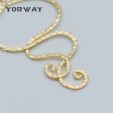 10pcs Hammered Wire Pendants 45x27mm, 18K Plated Brass Charms