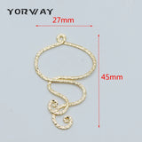 10pcs Hammered Wire Pendants 45x27mm, 18K Plated Brass Charms