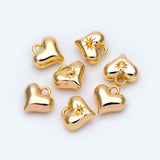 10pcs Heart Charm 7.5x7mm, 18K Brass, Jewelry Supply