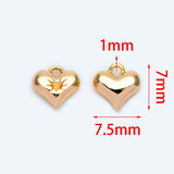 10pcs Heart Charm 7.5x7mm, 18K Brass, Jewelry Supply