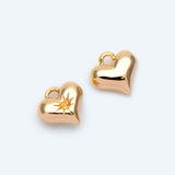 10pcs Heart Charm 7.5x7mm, 18K Brass, Jewelry Supply