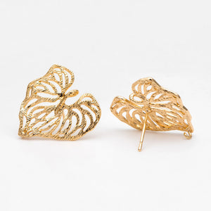10pcs Heart Leaf Earring Filigree for DIY Jewelry Making (GB-3174)