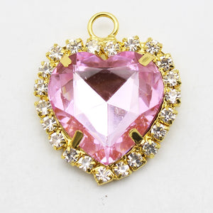 10pcs Heart Shaped Rhinestone Buckle Metal Band Ring Jewelry DIY