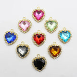 10pcs Heart Shaped Rhinestone Buckle Metal Band Ring Jewelry DIY