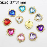 10pcs Heart Shaped Rhinestone Buckle Metal Band Ring Jewelry DIY