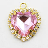 10pcs Heart Shaped Rhinestone Buckle Metal Band Ring Jewelry DIY