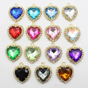 10pcs Heart Shaped Rhinestone Buckle Metal Band Ring Jewelry DIY