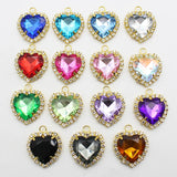 10pcs Heart Shaped Rhinestone Buckle Metal Band Ring Jewelry DIY