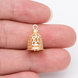 10pcs Jingle Bell Charms 18K Plated Brass Bell Pendants 16x12mm