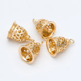 10pcs Jingle Bell Charms 18K Plated Brass Bell Pendants 16x12mm