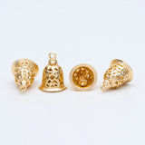 10pcs Jingle Bell Charms 18K Plated Brass Bell Pendants 16x12mm