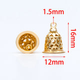 10pcs Jingle Bell Charms 18K Plated Brass Bell Pendants 16x12mm