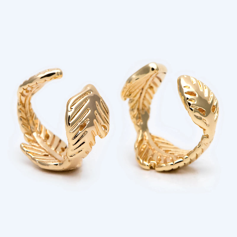 10pcs Leaf Ear Cuffs, Plated Brass Earcuff Earring