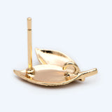 10pcs Leaf Ear Posts 15x11mm Plated Brass Stud Earrings