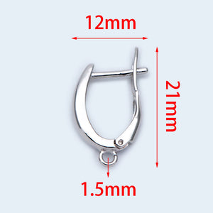 10pcs Leverback Ear Hooks 21x12mm Rhodium Plated Brass Earring Hooks
