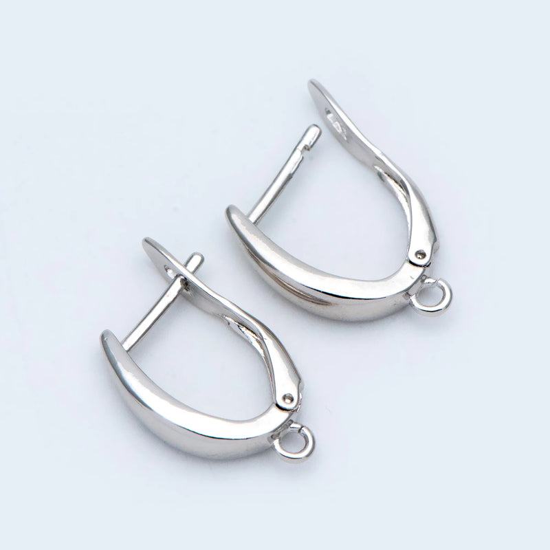 10pcs Leverback Ear Hooks 21x12mm Rhodium Plated Brass Earring Hooks