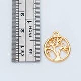 10pcs Life Tree Charm Pendants 18K Plated Brass Not Easily Tarnish