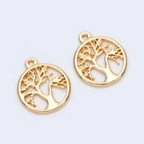 10pcs Life Tree Charm Pendants 18K Plated Brass Not Easily Tarnish