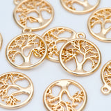10pcs Life Tree Charm Pendants 18K Plated Brass Not Easily Tarnish