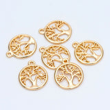 10pcs Life Tree Charm Pendants 18K Plated Brass Not Easily Tarnish