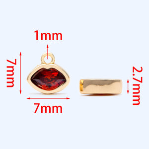 10pcs Red Lips Charms Pendant CZ Sexy Lips Charm (GB-1225)