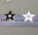 10pcs Copper Enamel Star Pendant with Cubic Zirconia for Jewelry Making