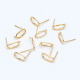 10pcs Oval Ear Posts with Open Loops for DIY Earrings