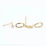 10pcs Oval Ear Posts with Open Loops for DIY Earrings