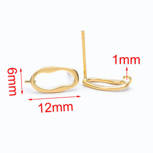 10pcs Oval Ear Posts with Open Loops for DIY Earrings